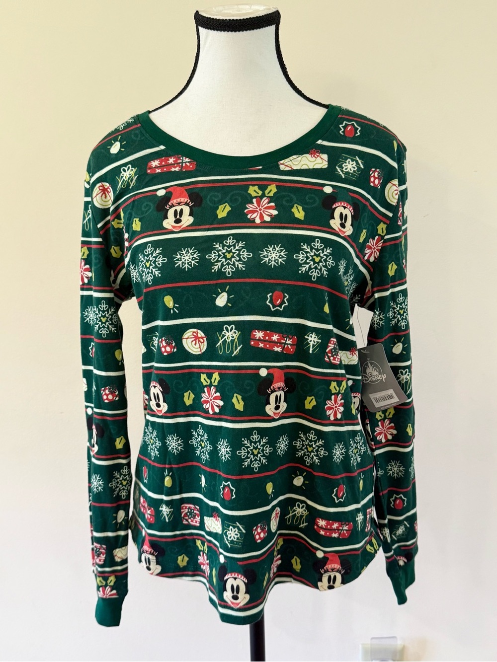 Disney Parks Mickey Mouse Green Holiday Top (size small)